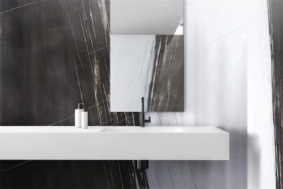 Венецианская штукатурка - Эффект слэба мрамора в двухцветном исполнении.