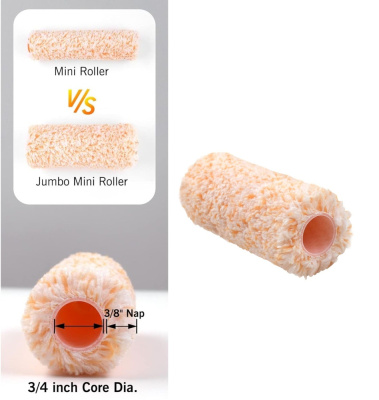 Сравнение мини-валиков и Jumbo Rollingdog Super-Micro, артикул 00368, ворс 9,5 мм