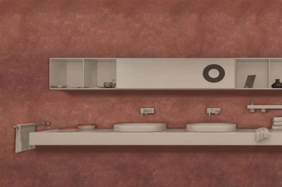 Золотисто-матовое покрытие в ванной