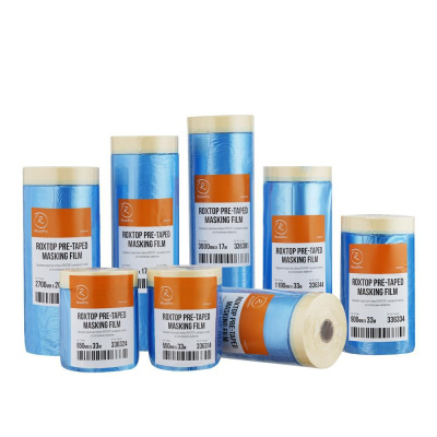 RoxelPro ROXTOP Pre‑Taped Masking Film — укрывная плёнка с малярной лентой для малярных и ремонтных работ