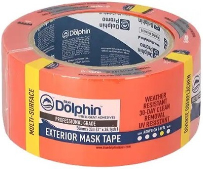 Малярная лента Blue Dolphin ПВХ Оранжевая 30 дней — для фасадных и штукатурных работ