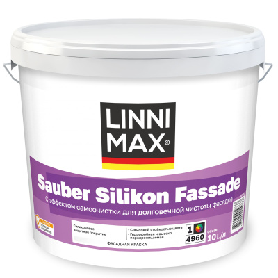 Фасадная краска LINNIMAX SAUBER SILIKON FASSADE База 3. 9,4 л.